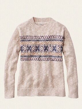 L.L.Bean Cotton Ragg Fair Isle Crewneck Sweater